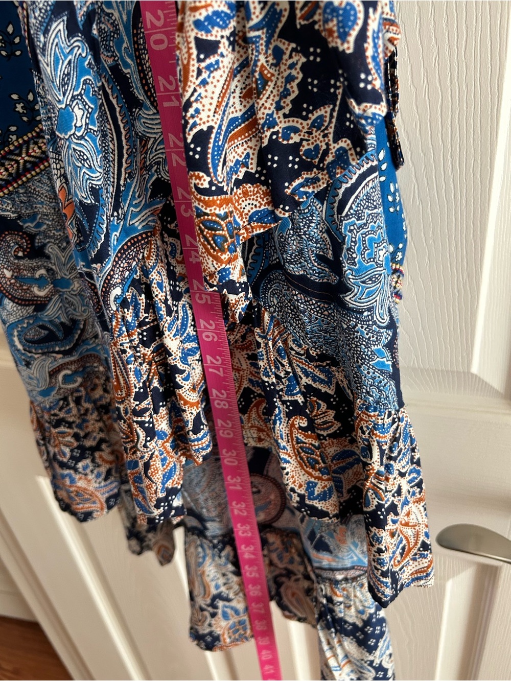 Christian Siriano Blue Paisley ruffled tiered Maxi Skirt - Picture 7 of 8
